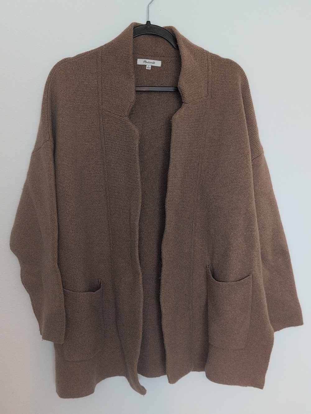 Madewell Taupe Open Front Pocket Cardigan